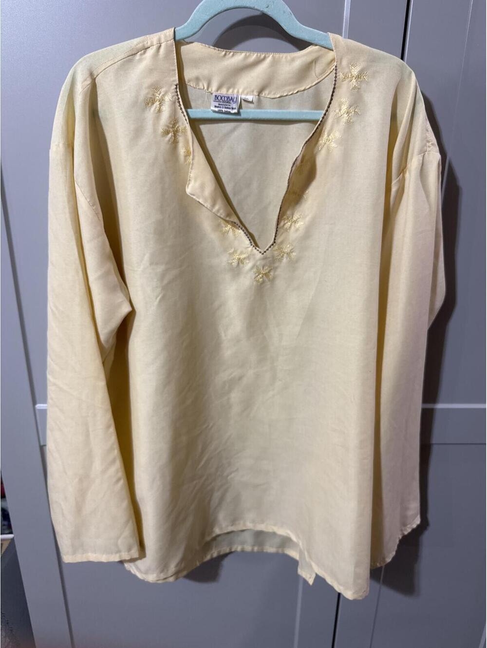 Boombay Girl Cream Cotton Embroidered Tunic Top Size 50